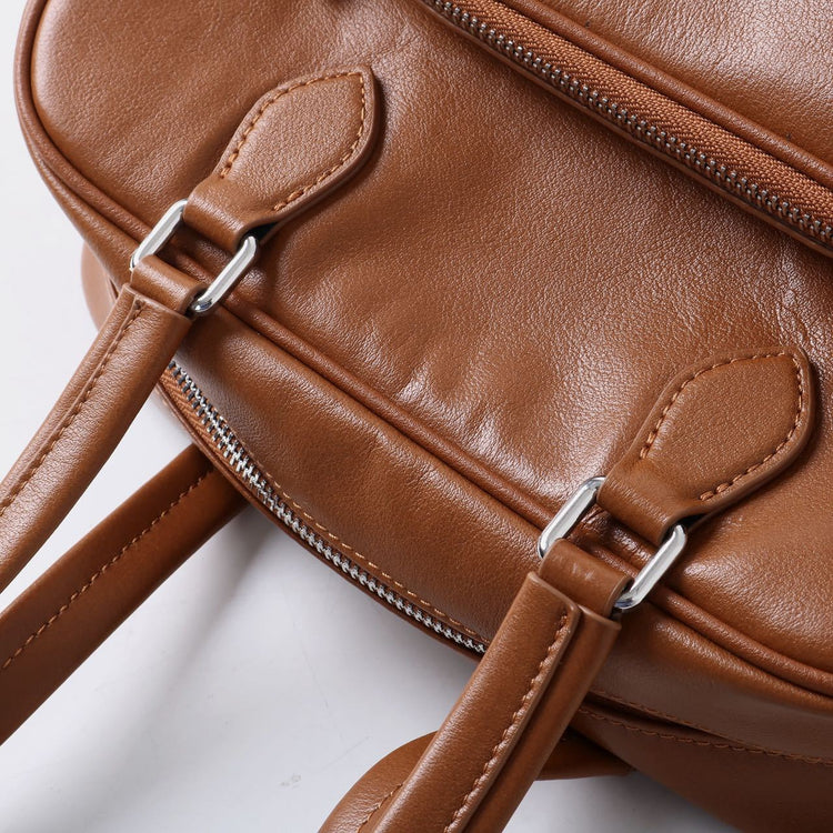 質感真皮|2024新款復古運動手提包機車包大容量秋冬單肩公文包休閒真皮女包「3301」24.12-4