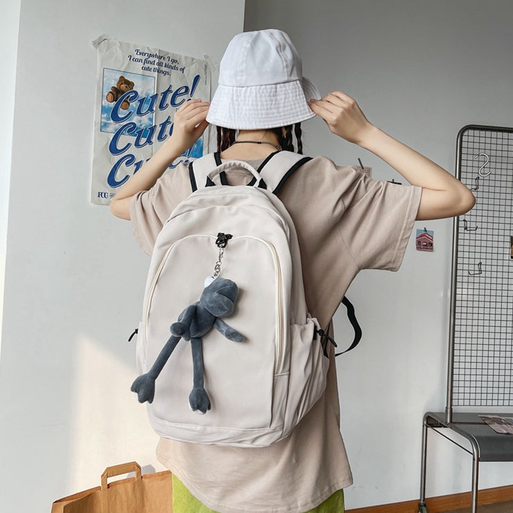 致青春|簡約單色尼龍雙肩包女韓版高中大學生書包15.6吋大容量電腦背包「181-127」24.02-1