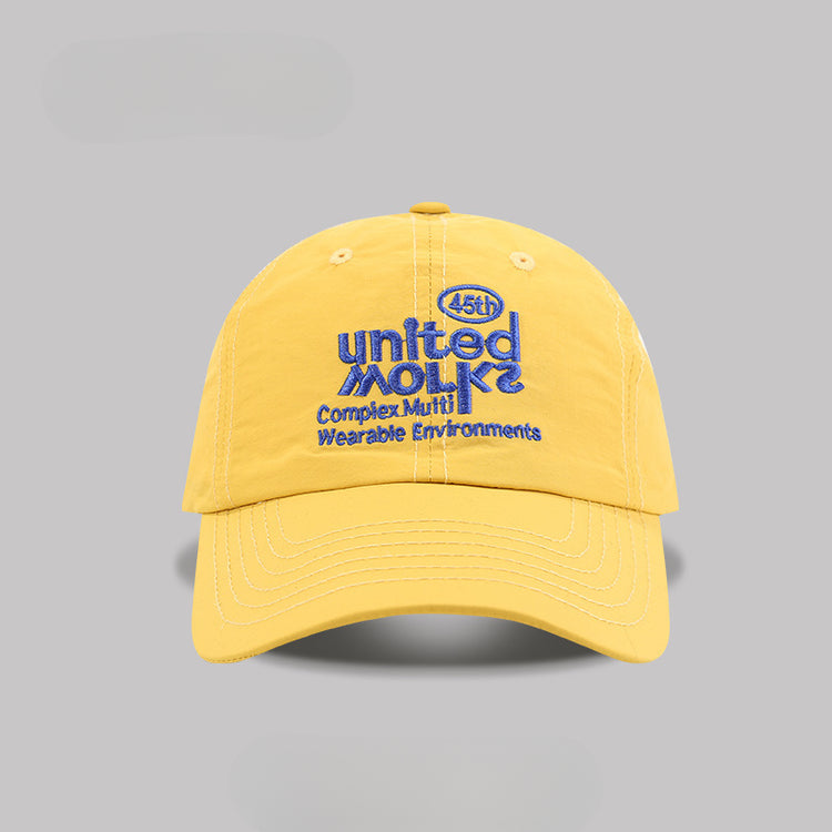 流行帽子|韓版字母刺繡黃色棒球帽子女春夏季大頭圍顯臉小速乾遮陽鴨舌帽男「C4969」25.03-3