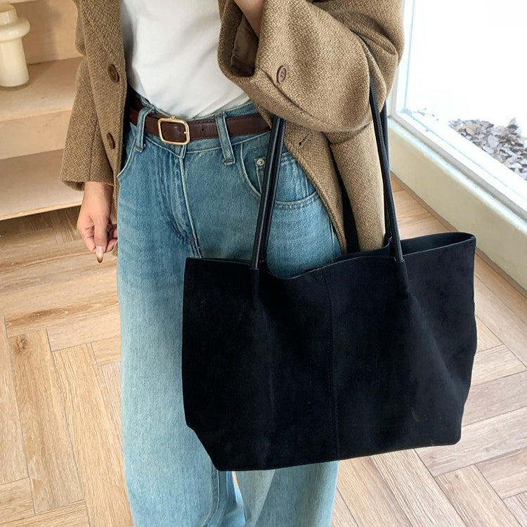 日韓流行|秋冬復古麂皮絨大容量托特包2025新款時尚簡約上課通勤手提單肩包「M9048」25.11-4