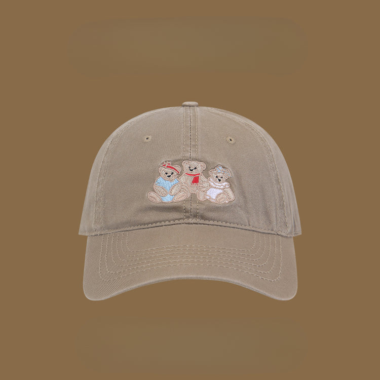 流行帽子|帽子春夏小熊刺繡棒球帽高級感四季百搭遮陽帽韓版休閒可愛鴨舌帽「C4914」25.02-1