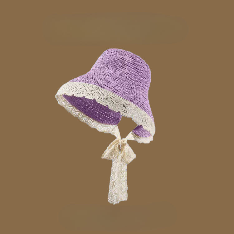 流行帽子|夏季蕾絲草帽女海邊度假放紫外線沙灘遮陽帽大沿顯臉小遮臉防曬帽「C5076」25.03-2