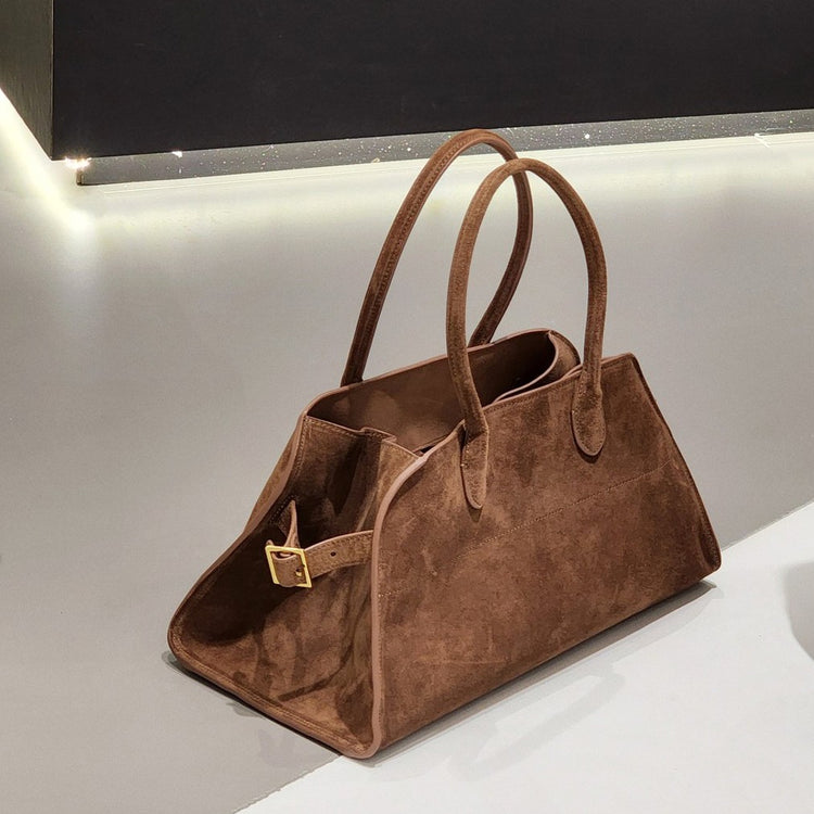 質感真皮|磨砂皮包款2024年秋季新款大容量托特包真皮百搭通勤單肩手提包女「3603-1」24.10-1