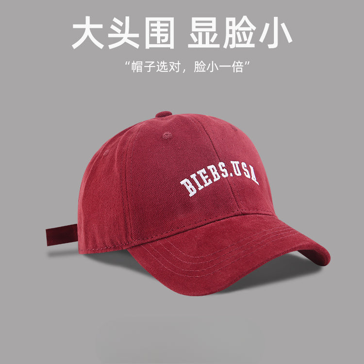 流行帽子|大頭圍顯臉小帽子女美式休閒棒球帽學生情侶百搭鴨舌帽戶外遮陽帽「C5106」25.03-3