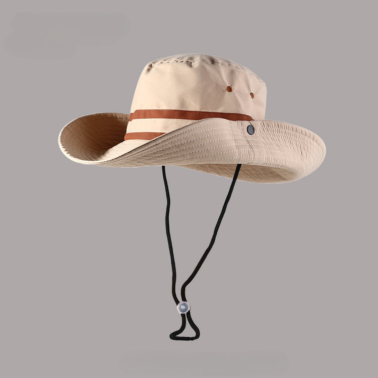 流行帽子|戶外露營大帽檐速乾帽子女防紫外線登山漁夫帽抽繩遮陽釣魚防曬帽「C4407QC」25.07-3