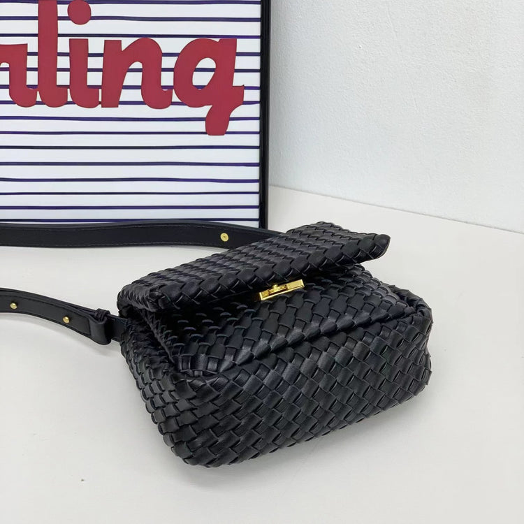 質感真皮|2024新款編織包包新潮百搭高級感時尚百搭斜背包單肩小方包女「6008」24.03-4