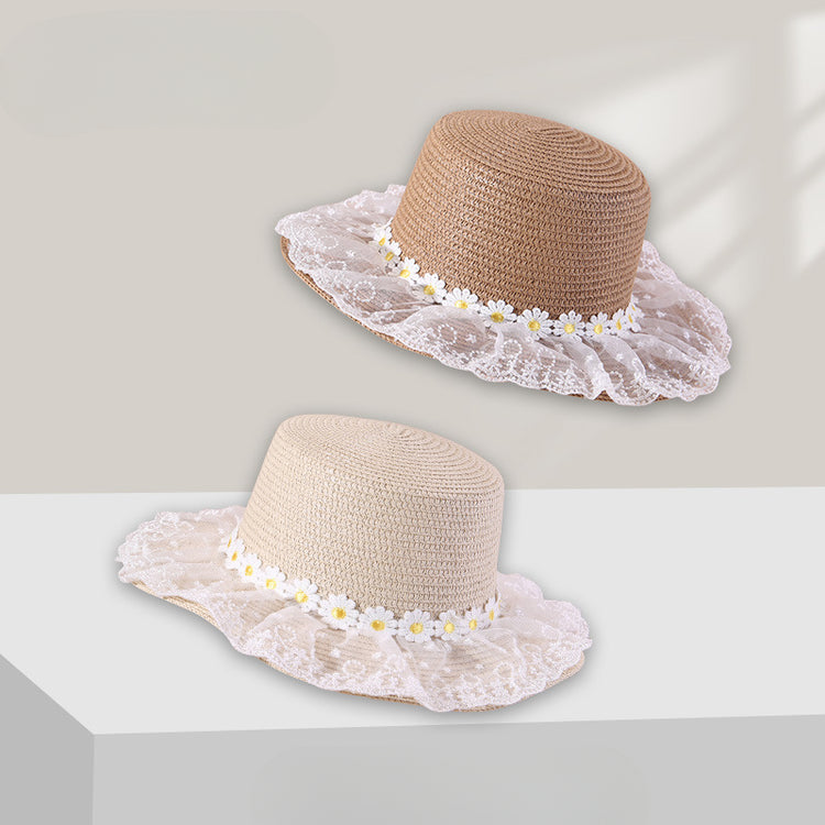 流行帽子|夏季新款蕾絲帽子女戶外防紫外線草帽沙灘防曬遮陽太陽帽潮漁夫帽「C5276」25.05-3