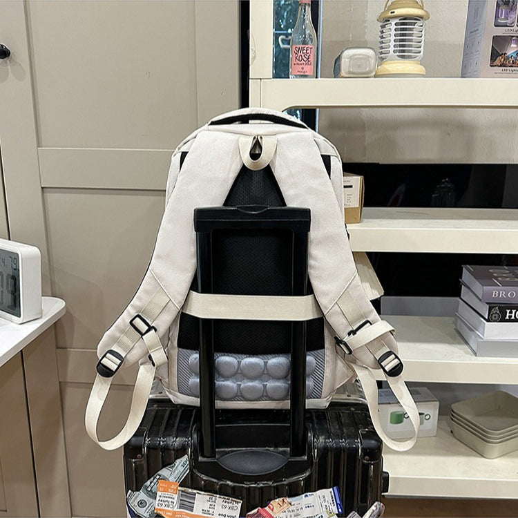 致青春|簡約百搭學生書包女大容量休閒旅行雙肩包潮流設計感百搭雙肩背包「6017-142」25.12-2