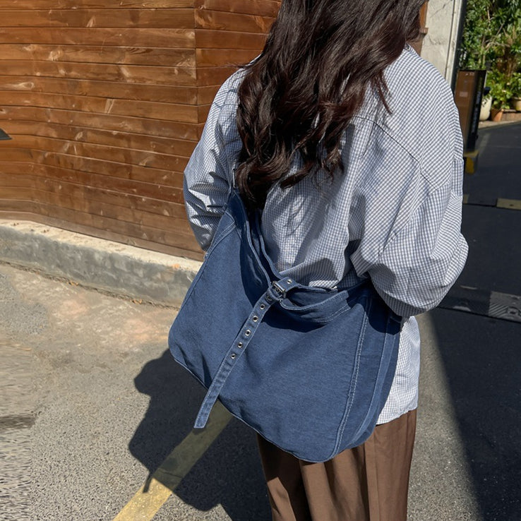 致青春|包包女包新款韓版復古帆布包水洗牛仔女包大容量購物袋單肩包「8182-370」24.04-2