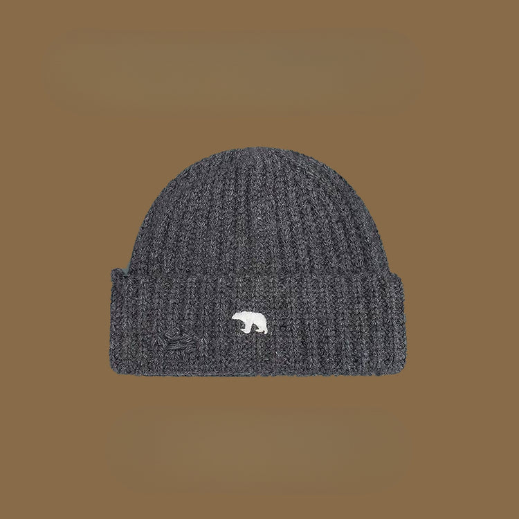 流行帽子|北極熊破洞毛線帽女秋冬加厚保暖粗線毛線帽學生情侶騎行防寒冷帽「C4864」24.12-1