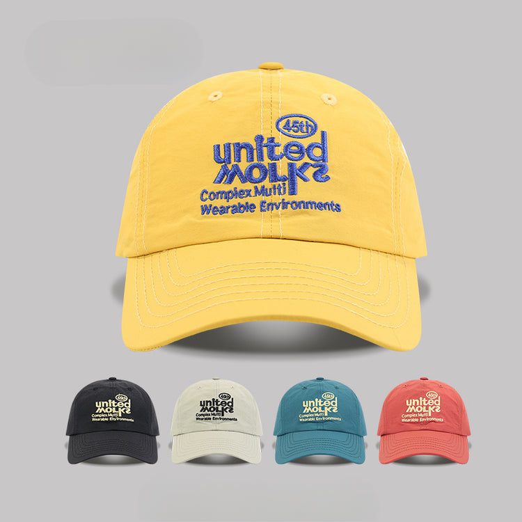 流行帽子|韓版字母刺繡黃色棒球帽子女春夏季大頭圍顯臉小速乾遮陽鴨舌帽男「C4969」25.03-3