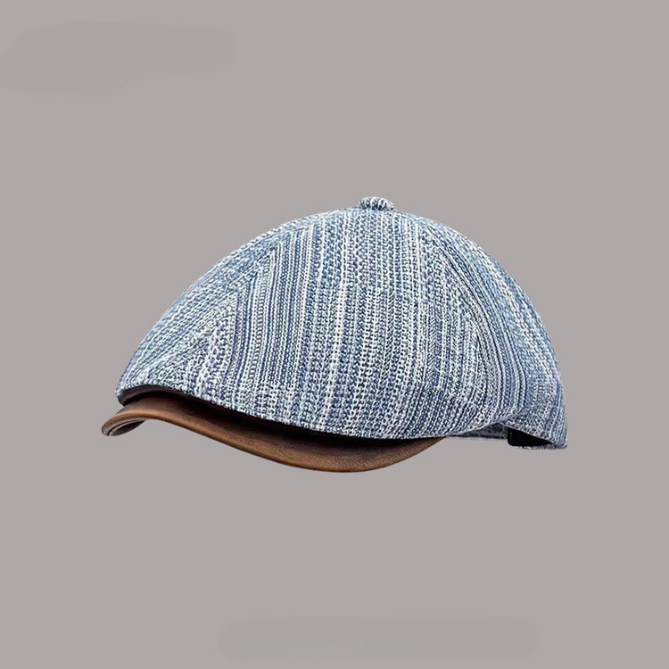 流行帽子|日系復古牛仔前進帽女夏文藝休閒百搭皮質帽檐畫家帽鴨舌報童帽子「C5368」25.07-3