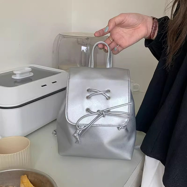 日韓流行|芭蕾風蝴蝶結雙肩包包女式2024新潮韓國背包可愛手提單肩包書包「9371#」24.05-2