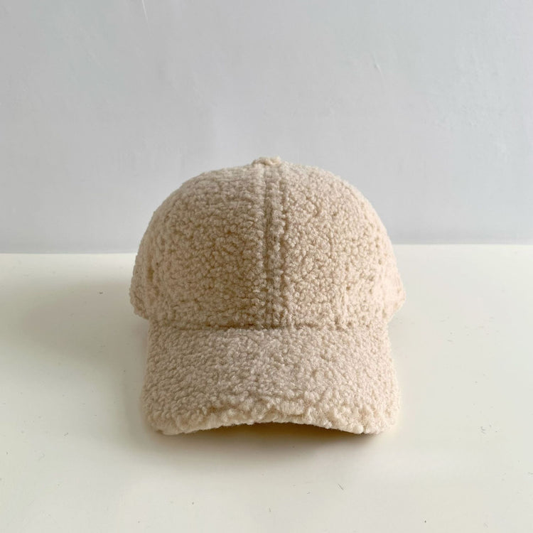 流行帽子|純色仿羊羔毛棒球帽男女秋冬季保暖彎檐鴨舌帽青年戶外休閒潮帽子「Q9466」24.10-2
