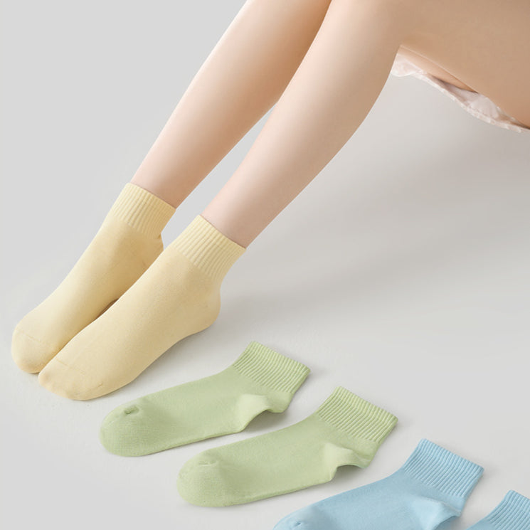 女襪|純色襪子女純棉抑菌防臭耐磨抗起毛球短襪彈性吸汗透氣簡約無骨襪「ZJ25003」25.02-2