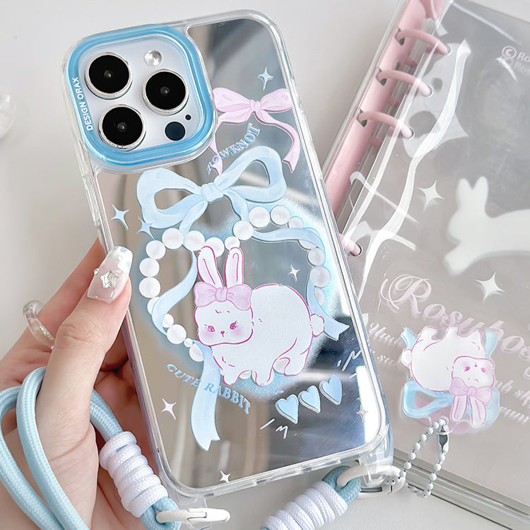 手機殼|蘋果15手機殼夏天掛繩鏡面殼13promax適用iPhone14pro保護套「LR0805」24.07
