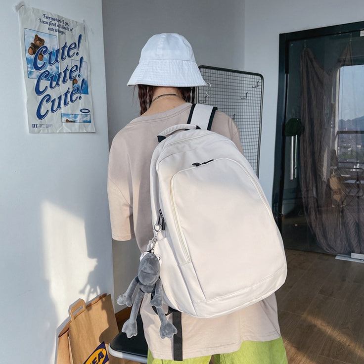 致青春|簡約單色尼龍雙肩包女韓版高中大學生書包15.6吋大容量電腦背包「181-127」24.02-1