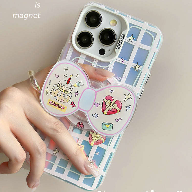 手機殼|iPhone15Pro磁吸手機殼蘋果14適用華為P70磨砂鐳射mate60支架「LR0893」24.07