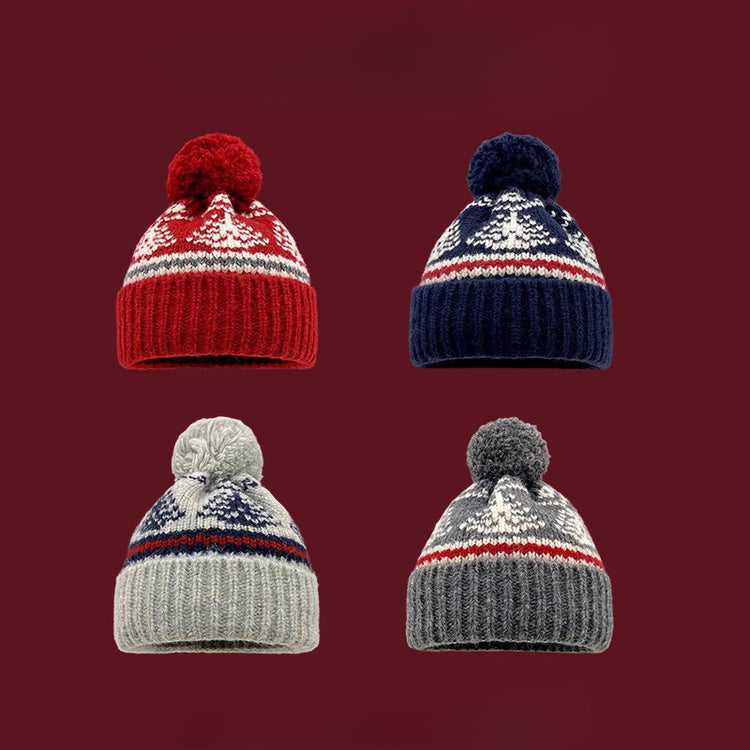 流行帽子|毛球聖誕毛線帽女秋冬復古費爾島風針織帽滑雪防風喜慶套頭帽子男「C4775」24.12-3