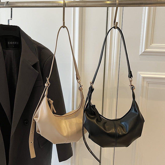 日韓流行|軟皮大容量餃子包女2025新款斜挎大包韓版百搭通勤單肩包「9614#」25.06-2