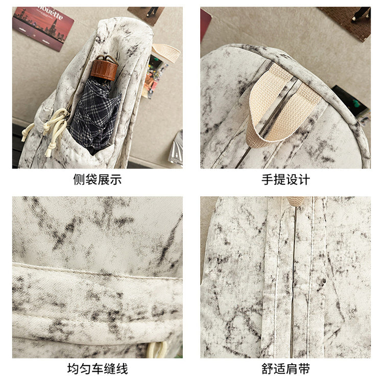 致青春 | 塗鴉韓版雙肩包大容量男女情侶款設計感背包高顏值百搭學生書包「1681-117」25.04-3