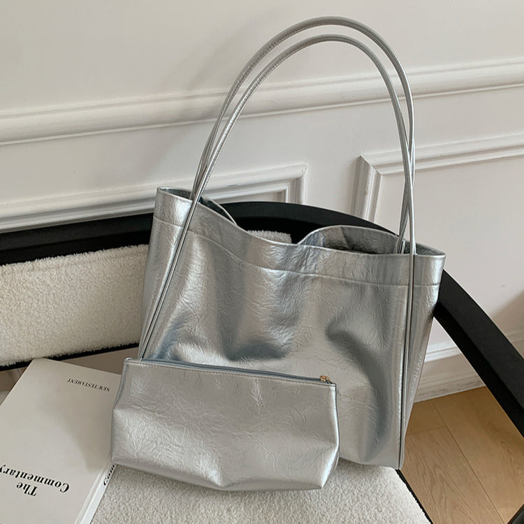 日韓流行|美拉德大容量包包女2025新款休閒質感軟皮通勤包時尚單肩包托特包「9260#」25.03-1