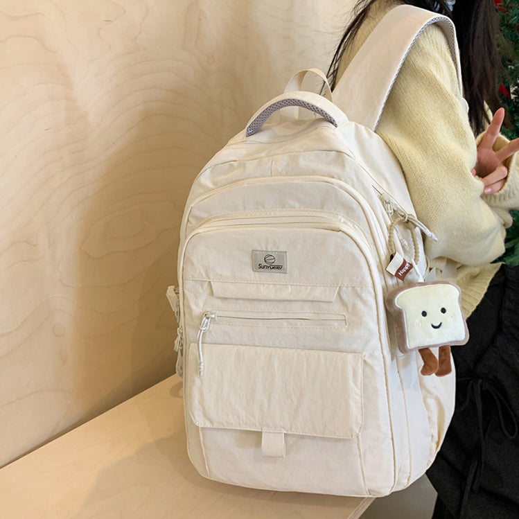 致青春 | 日系可愛吐司掛件雙肩包男女款簡約百搭電腦背包大容量國高中大學生書包「1606-136」25.04-2