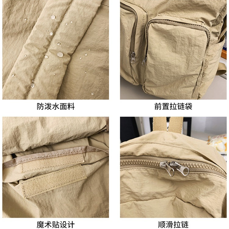 致青春 | 新款輕便尼龍雙肩包布包原宿風大學生書包女夏背包雙口袋背包「9676-130」24.06-3