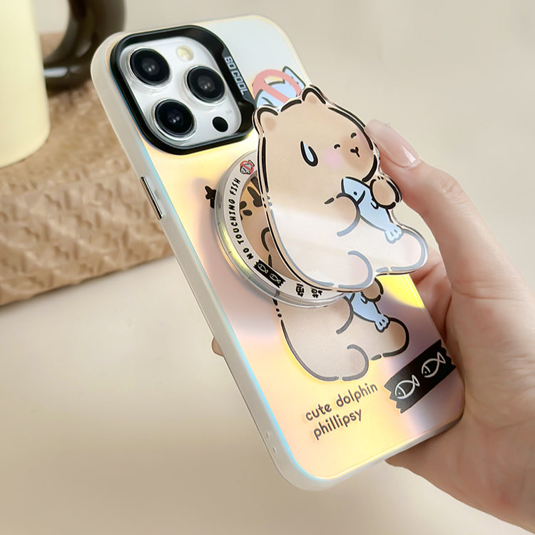 手機殼|蘋果15Pro手機殼iPhone14適用mate60支架華為P70磁吸磨砂鐳射「LR0867」24.07
