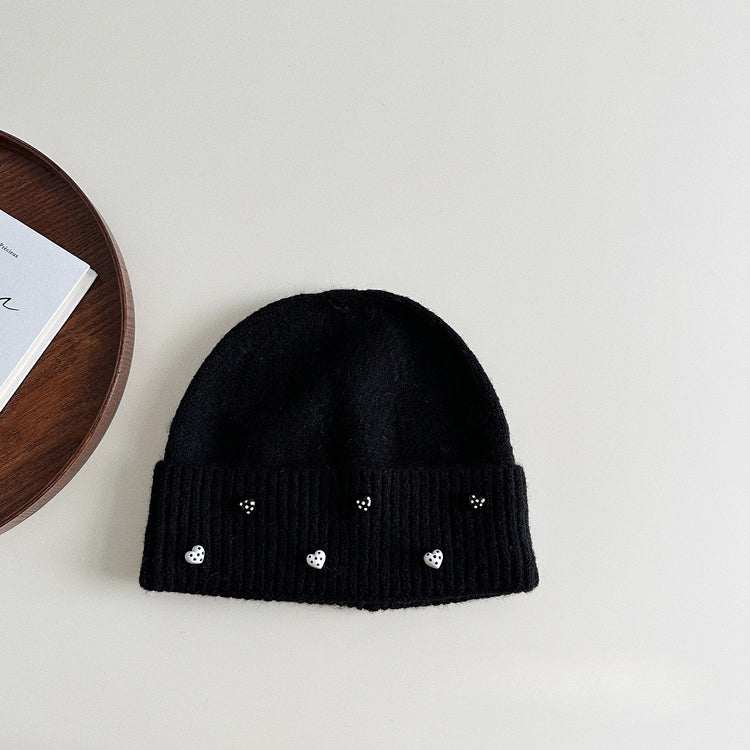 流行帽子|點點愛心毛線帽女秋冬季新款防風護耳保暖帽子韓版可愛百搭針織帽「X5342S」24.10-2