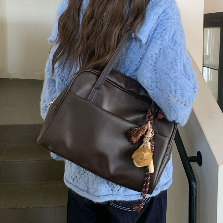 日韓流行|韓國版大容量單肩包包女士秋季2024新款復古腋下包百搭大容量托特包「D8917」24.10-2