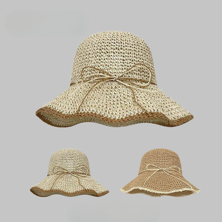 流行帽子|帽子女新款夏天海邊沙灘度假草帽編織透氣防曬漁夫帽遮陽太陽帽潮「C4138A」25.03-3