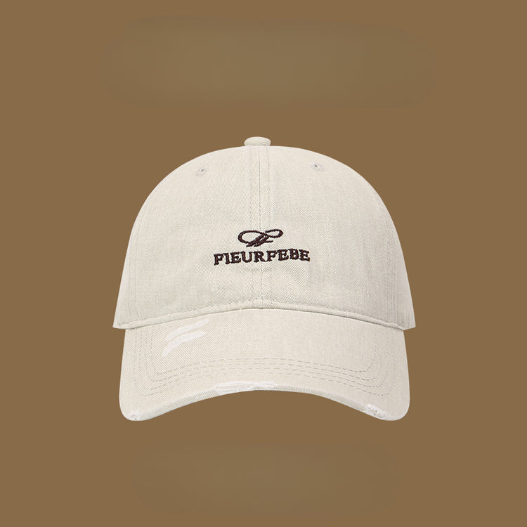 流行帽子|水洗破洞棒球帽簡約高品質百搭時尚顯臉小遮陽帽刺繡字母鴨舌帽男「C4891」25.01-1