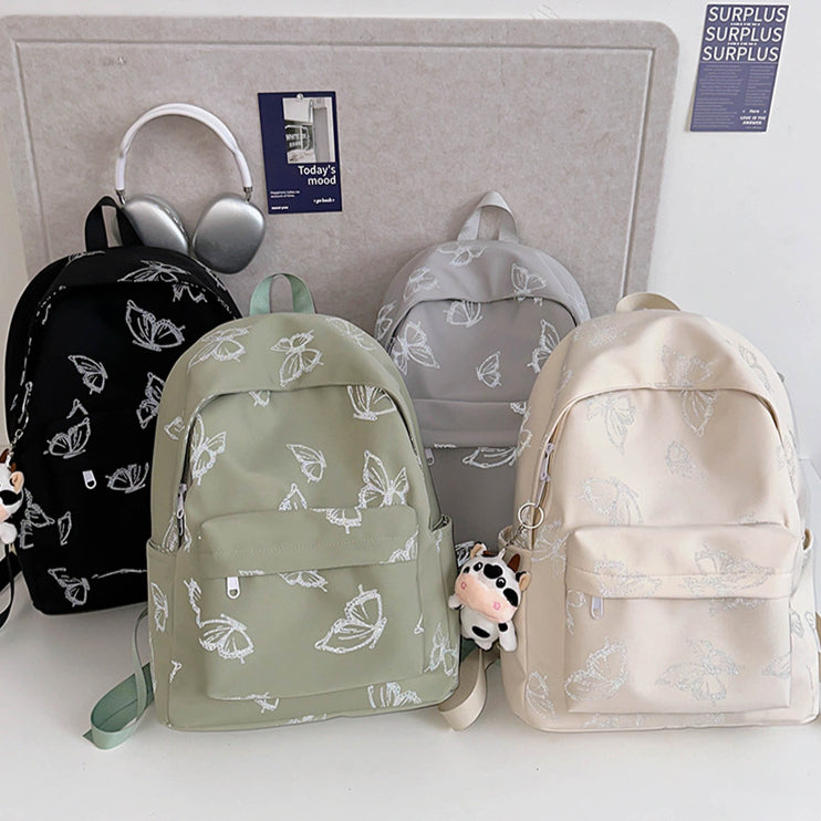 致青春|雙肩包女日系ins風蝴蝶設計背包外出旅遊輕便背包大容量學生書包「8084-125」24.10-3