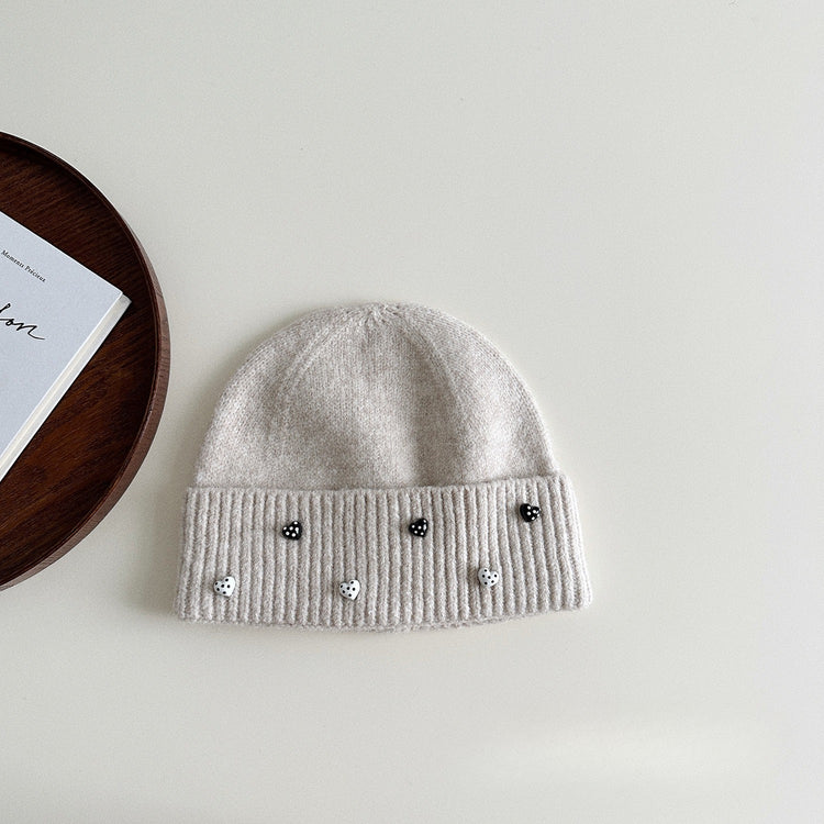 流行帽子|點點愛心毛線帽女秋冬季新款防風護耳保暖帽子韓版可愛百搭針織帽「X5342S」24.10-2
