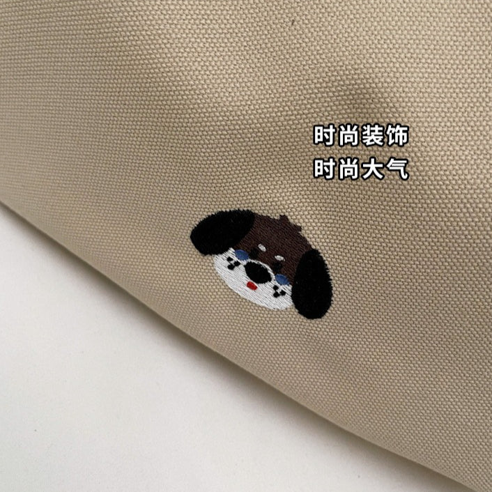 致青春|簡約手提帆布包包女2025秋冬新款百搭刺繡手拎布包學生單肩斜挎包「1805-125」25.09-5