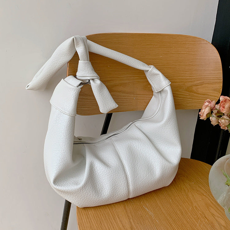 日韓流行|韓系ins大容量復古軟皮褶皺餃子包慵懶風休閒百搭牛角單肩斜挎包「9315#」24.03-3