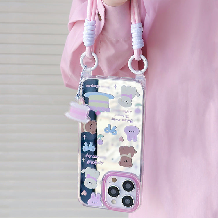 手機殼|蘋果15pro適用12/11掛繩鏡面殼13手機殼iPhone14promax卡通「WM0626」24.07