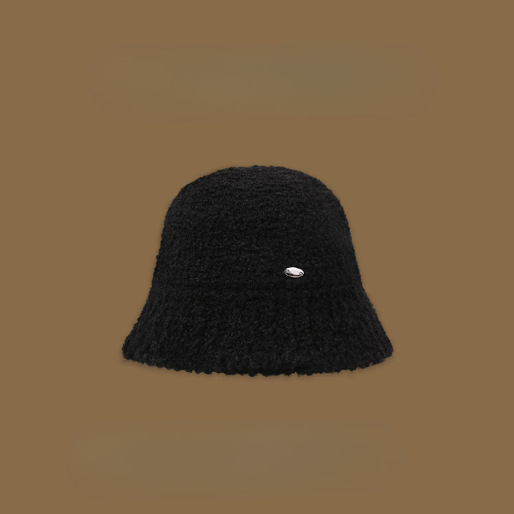 流行帽子|羊羔毛針織漁夫帽女秋冬百搭顯臉小毛絨帽簡約百搭水桶帽保暖盆帽「C4719」24.10-4