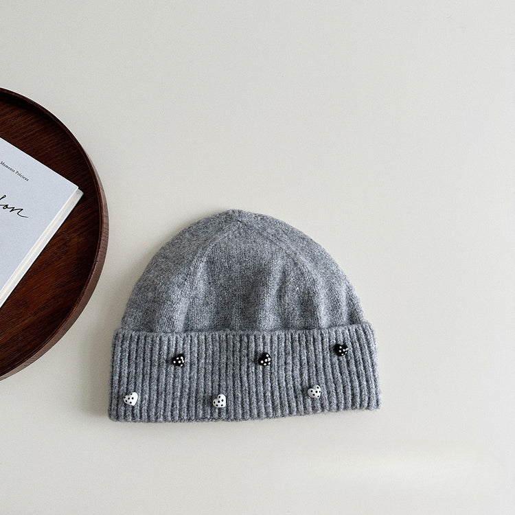 流行帽子|點點愛心毛線帽女秋冬季新款防風護耳保暖帽子韓版可愛百搭針織帽「X5342S」24.10-2