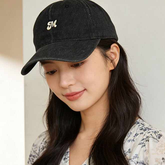 流行帽子|牛仔字母刺繡鴨舌帽子女新款遮陽帽大頭圍顯臉小棒球帽戶外防曬帽「C5891」25.12-2