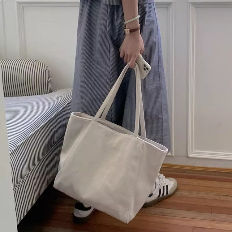 日韓流行|大容量韓版包包女斜紋帆布通勤單肩手提休閒女包簡約慵懶購物袋「9436#」24.07-3