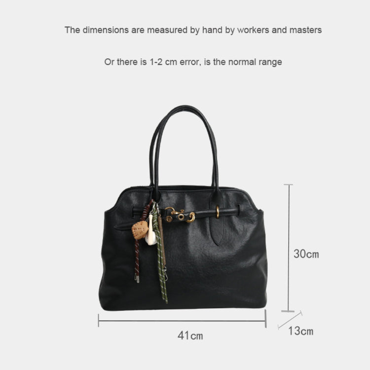 質感真皮|2024新款大容量腋下托特包ins網紅同款小眾復古百搭手提包高級感皮帶扣裝飾大包「8159」24.08-3