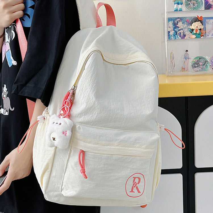 致青春|小清新休閒書包女大學生ins大容量簡約背包國中高中生百搭雙肩包「1018-125」25.09-2