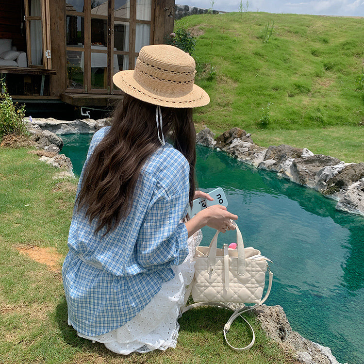日韓流行|春夏新款小香風精緻質感菱格小方包手提小包包女士時尚百搭斜挎包「M9011」25.06-4