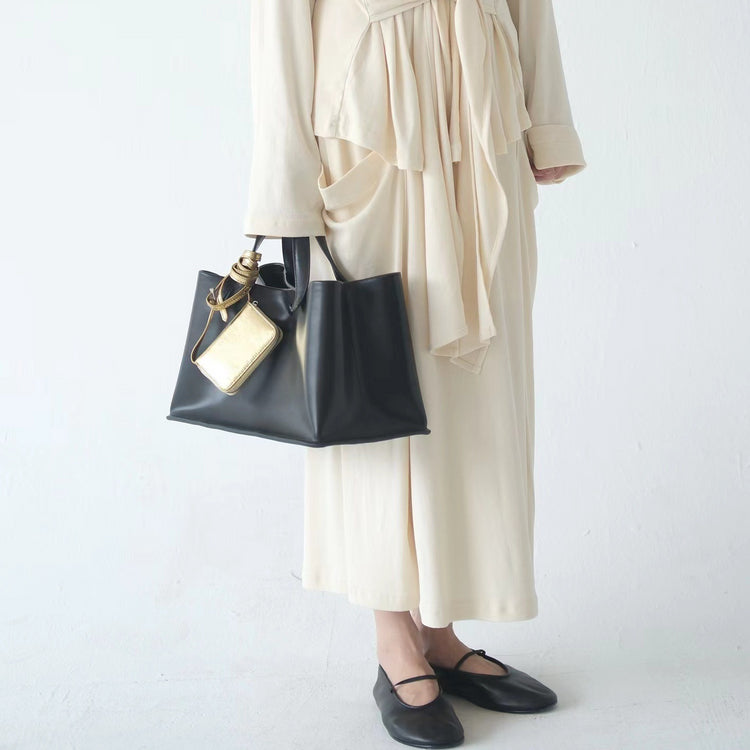 質感真皮|2024年新韓版托特包女頭層牛皮大容量高級感復古通勤包法式小眾包「3725」24.07-5