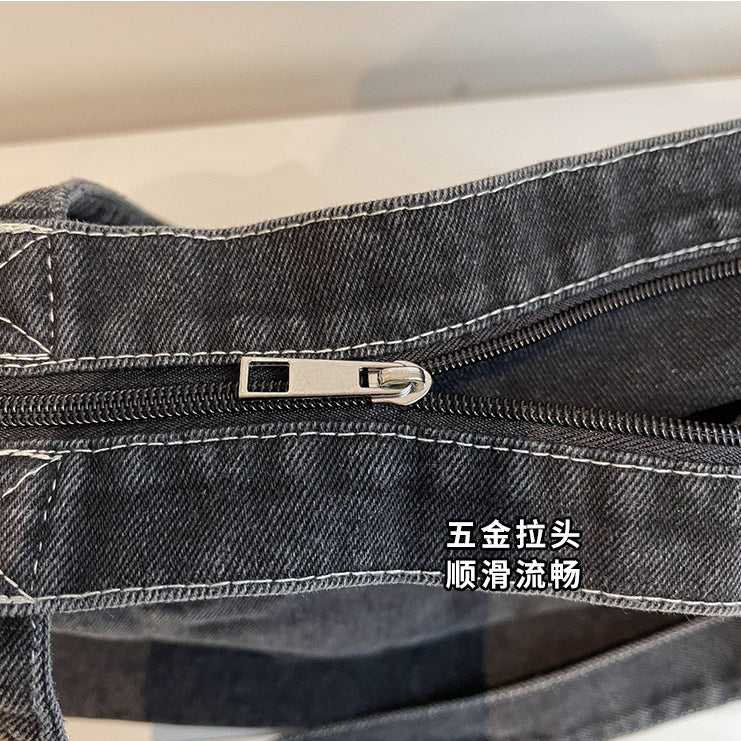 致青春|大容量手提包女時尚小眾設計感牛仔布包流行復古百搭通勤托特包「8270-127」25.03-2