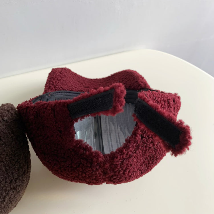 流行帽子|純色仿羊羔毛棒球帽男女秋冬季保暖彎檐鴨舌帽青年戶外休閒潮帽子「Q9466」24.10-2