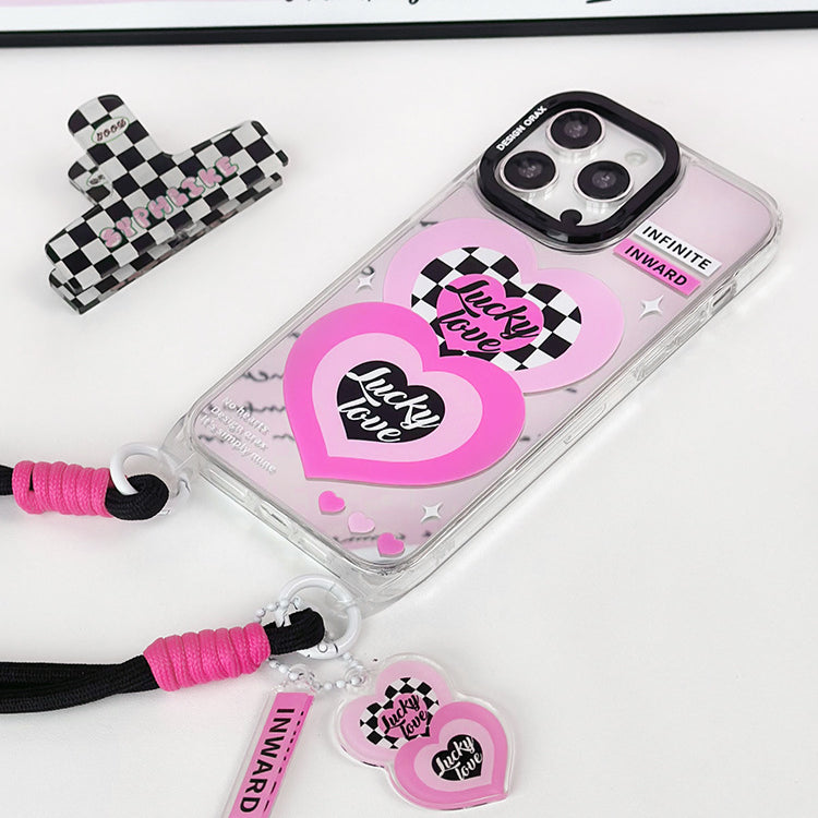 手機殼|12掛繩鏡面殼ins風蘋果15手機殼iPhone14pro適用13promax愛心「WYB0869」24.07
