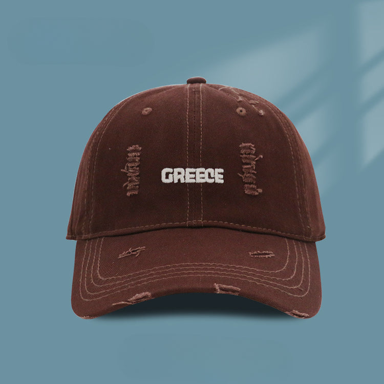 流行帽子|新款破洞字母帽子女情侶百搭鴨舌帽時尚個性刺繡棒球帽男顯臉小潮「C3830A」25.04-4